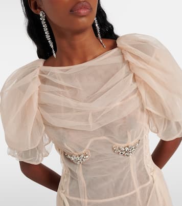 Embellished ruched mesh midi dress | Simone Rocha