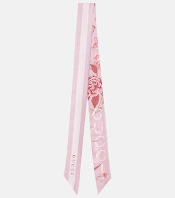 Foulard in seta con stampa floreale | Gucci