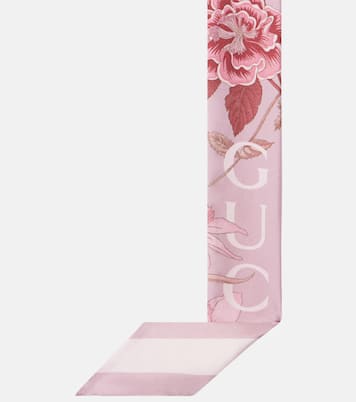 Foulard in seta con stampa floreale | Gucci