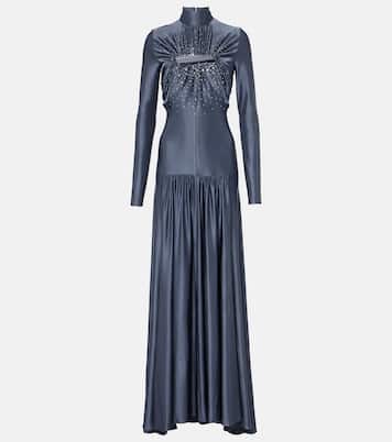 Vestido de fiesta fruncido de jersey adornado | Rabanne