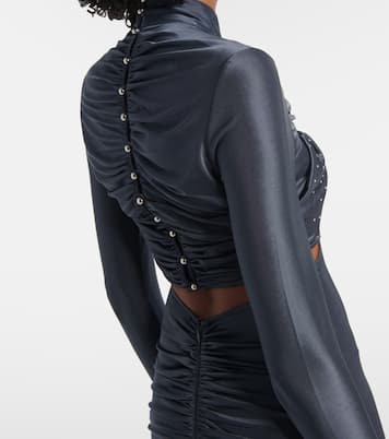 Vestido de fiesta fruncido de jersey adornado | Rabanne