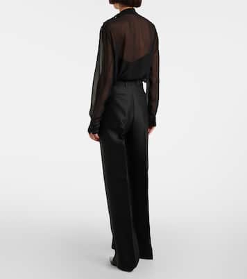 Pantaloni regular in gabardine di lana e seta | Gucci
