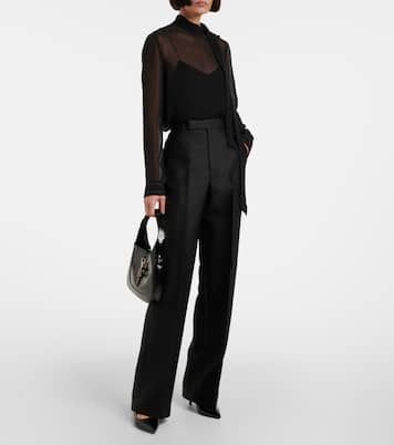 Pantaloni regular in gabardine di lana e seta | Gucci