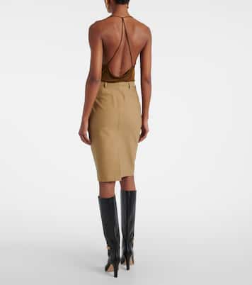 Falda midi de tricotina de mezcla de algodón | Tom Ford