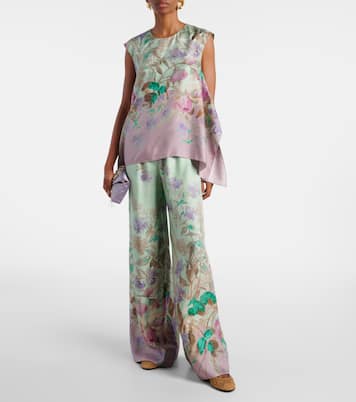 Pantalon ample en soie à fleurs | La DoubleJ