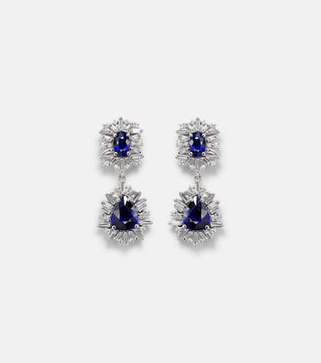 Boucles d'oreilles en or blanc 18 ct, diamants et saphir | Suzanne Kalan
