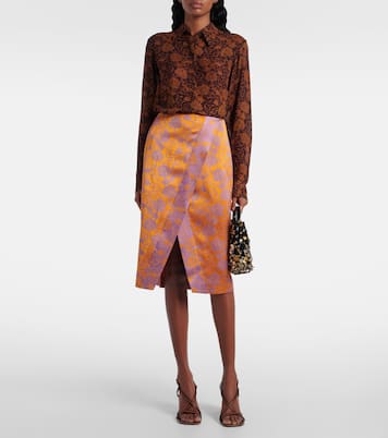 Gonna midi in jacquard di raso | Dries Van Noten