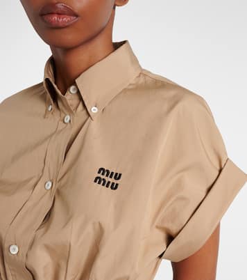 Top raccourci en coton à logo | Miu Miu