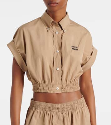 Top raccourci en coton à logo | Miu Miu