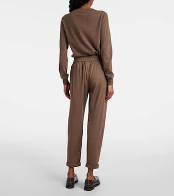 Embellished cotton-blend sweatpants | Brunello Cucinelli