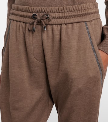 Embellished cotton-blend sweatpants | Brunello Cucinelli