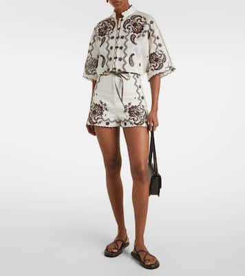 Ascension embroidered linen shorts | Zimmermann