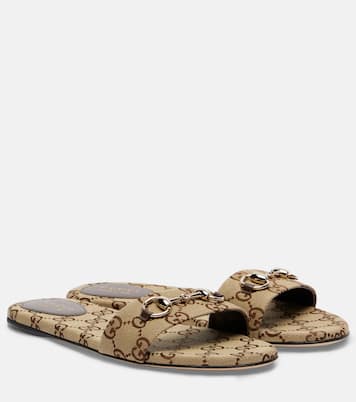 Horsebit GG canvas slides | Gucci