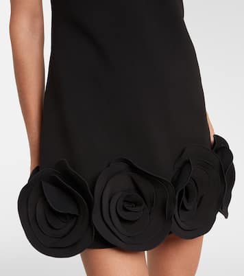 Floral-appliqué crêpe minidress | Self-Portrait