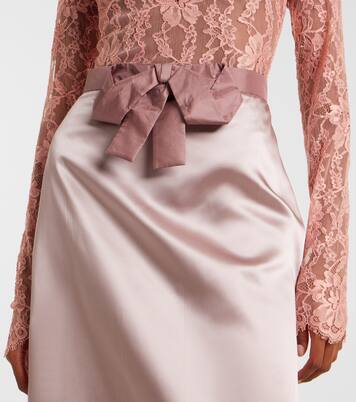 Bow-detail satin midi skirt | Valentino