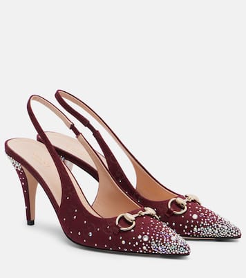 Pumps slingback Horsebit 85 con cristalli | Gucci