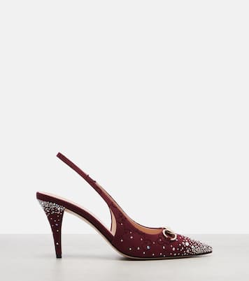 Pumps slingback Horsebit 85 con cristalli | Gucci
