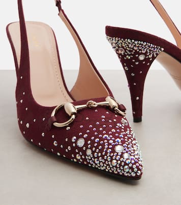 Pumps slingback Horsebit 85 con cristalli | Gucci