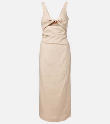 Vestido midi Moretti de lino con aberturas | SIR