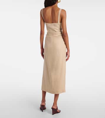 Vestido midi Moretti de lino con aberturas | SIR