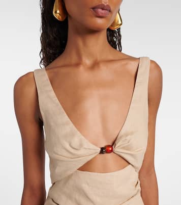 Vestido midi Moretti de lino con aberturas | SIR