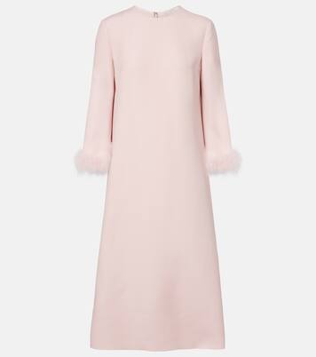 Midikleid aus Crêpe Couture mit Federn | Valentino