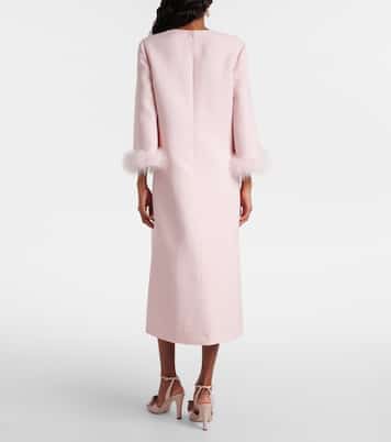 Midikleid aus Crêpe Couture mit Federn | Valentino