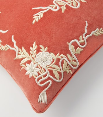 Embroidered cotton velvet cushion | Les-Ottomans