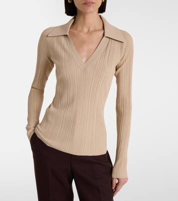 Chelia ribbed-knit polo sweater | Joseph
