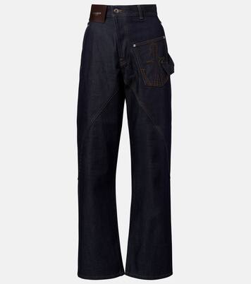 Jeans rectos de tiro alto bordados | JW Anderson