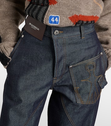 Jeans rectos de tiro alto bordados | JW Anderson