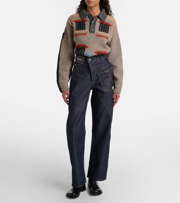 Jeans rectos de tiro alto bordados | JW Anderson