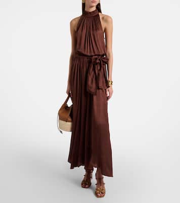 Nina halterneck satin maxi dress | Poupette St Barth