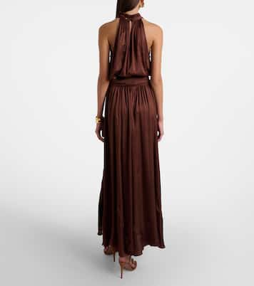Nina halterneck satin maxi dress | Poupette St Barth