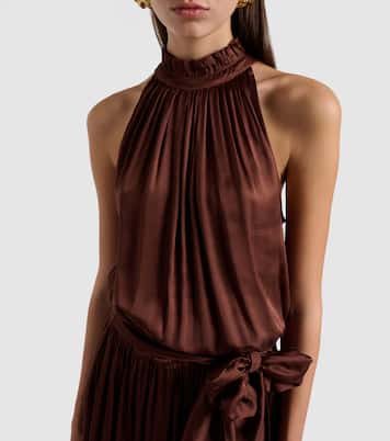 Nina halterneck satin maxi dress | Poupette St Barth