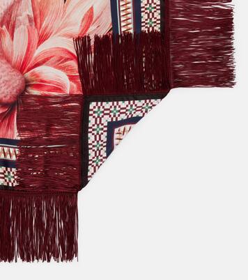 Fringed printed silk twill scarf | La DoubleJ