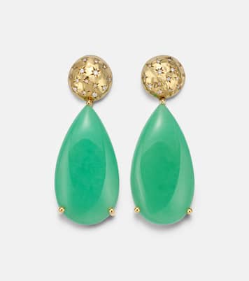 Imogen 18kt gold drop earrings with chrysoprase and diamonds | Octavia Elizabeth