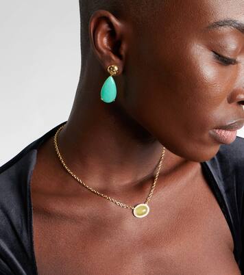 Imogen 18kt gold drop earrings with chrysoprase and diamonds | Octavia Elizabeth