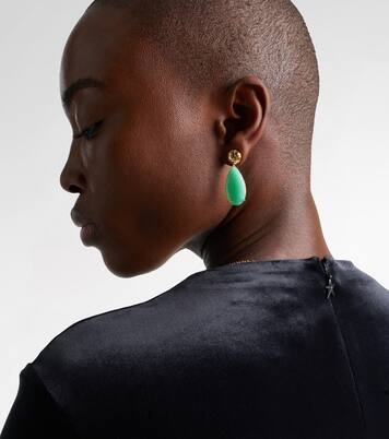 Imogen 18kt gold drop earrings with chrysoprase and diamonds | Octavia Elizabeth