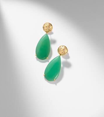 Imogen 18kt gold drop earrings with chrysoprase and diamonds | Octavia Elizabeth
