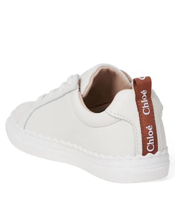 Logo scalloped leather sneakers | Chloé Kids