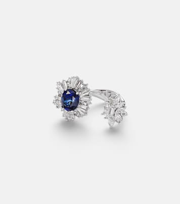 18kt white gold (750/1000) ring with diamonds and sapphires | Yeprem