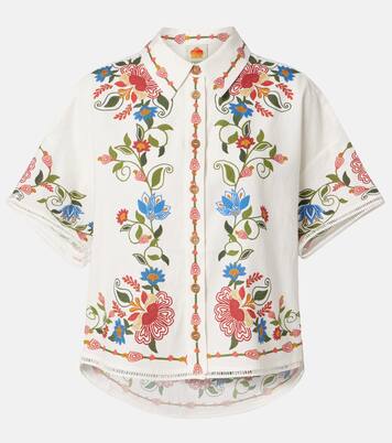 Hemd Stitched Garden aus einem Leinengemisch | Farm Rio