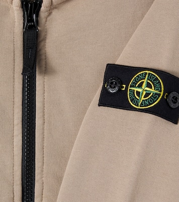 Compass cotton jersey zip-up hoodie | Stone Island Junior