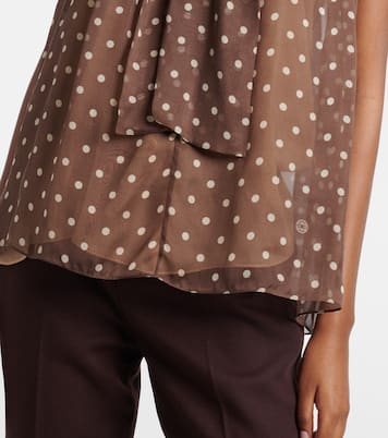 Polka-dot tie-neck silk chiffon top | Elie Saab