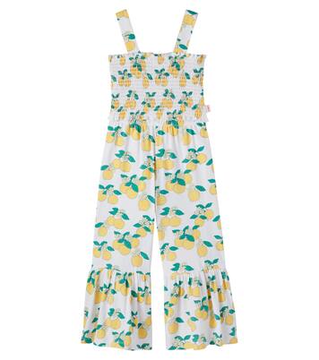 Printed shirred cotton-blend top and pants set | Tinycottons