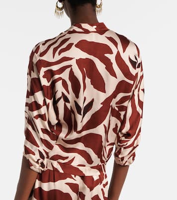 Azia 프린트 타이 디테일 새틴 블라우스 | Poupette St Barth