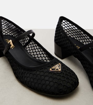 Pumps Mary Jane in mesh con pelle | Prada