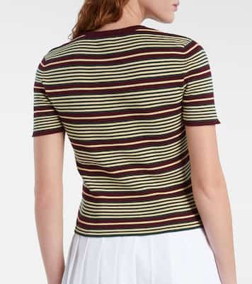 Striped cotton-blend T-shirt | Prada