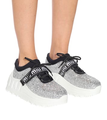 Sneakers Logo con glitter | Miu Miu